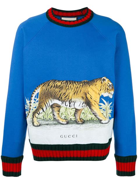 gucci tiger sweater blue|Gucci tiger button up.